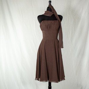 Brown Mori Lee bridesmaid dress 735